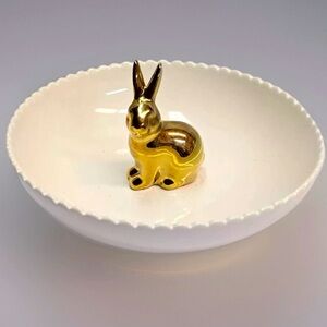 Easter Bunny Bowl Candy Dish White & Gold Threshold